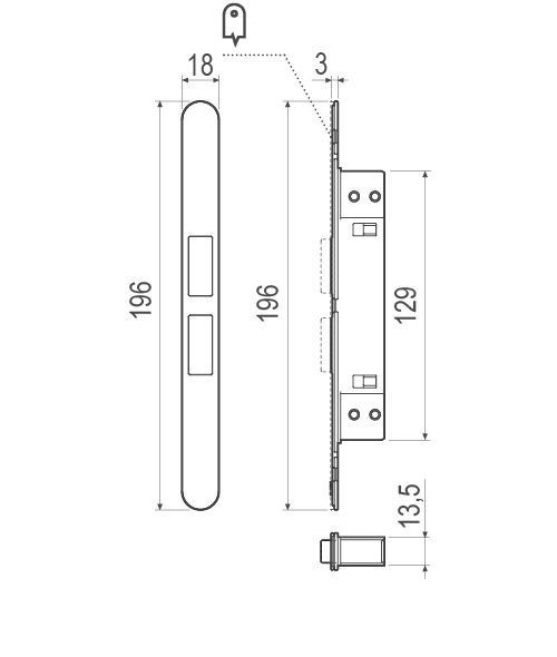 Врізний магнітний замок WC AGB Touch Lock, магніт світла бронза (B01120.30.14) B01120.30.14 фото