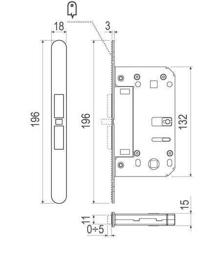 Врезной магнитный замок WC AGB Touch & Close, 18/196 мм, цвет магнита &ndash; чёрный (B06502.50.93) B06502.50.93 фото