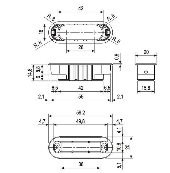 Відповідна планка AGB MINIMAL для магнітного замка Polaris XT, титан (B02402.05.F9) B02402.05.F9 фото