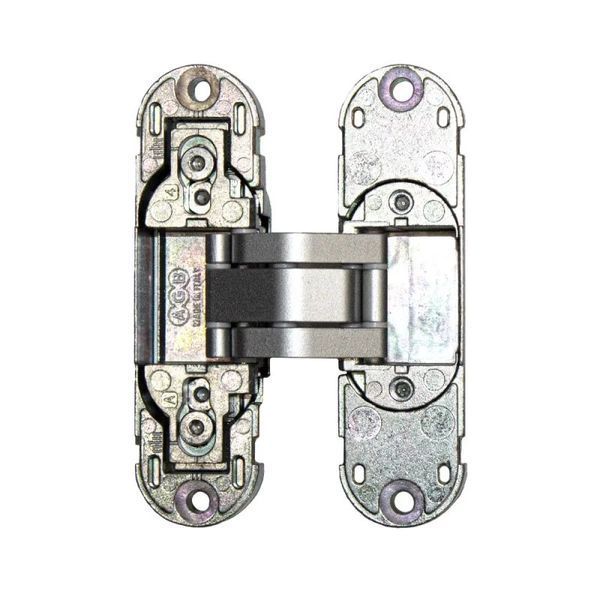 Прихована петля AGB Eclipse 2.2, 110х30 мм, матовий хром, з ковпачками (E30200.85.34 Kit) E30200.85.34+E30200.87.34 фото